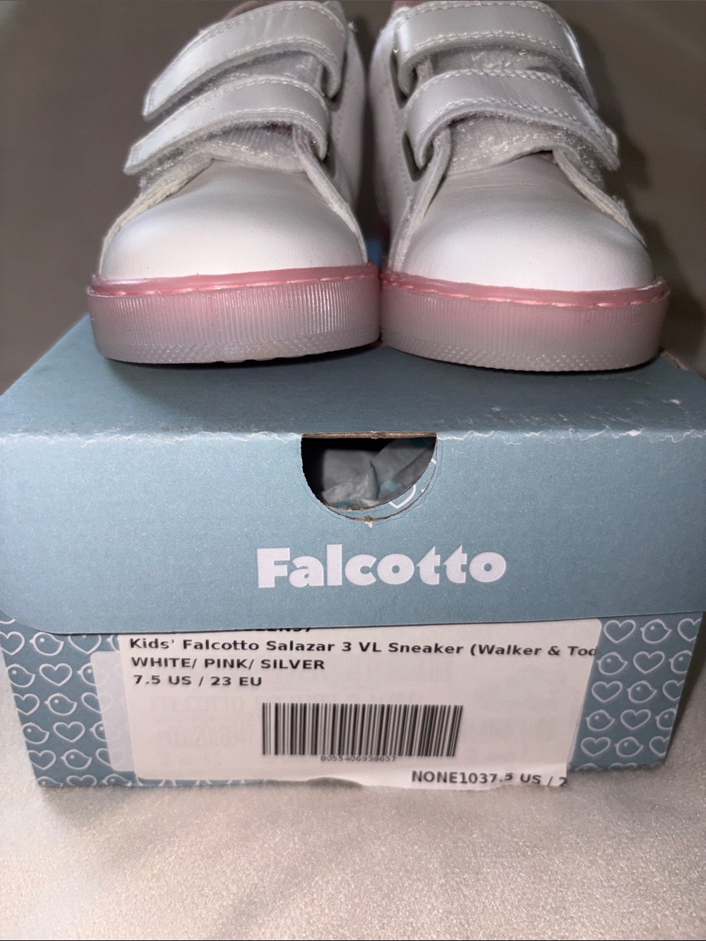 NWT Naturino Falcotto Salazar 3 VL Sneaker in White/ Pink/ Silver - Picture 9 of 14